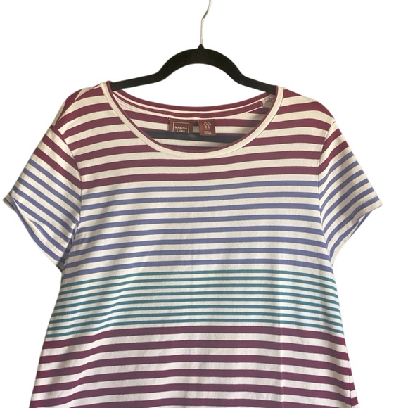 Marina Luna Striped Short Sleeve T-Shirt Dress. Size X-Large - Picture 2 of 7